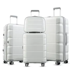 Bagaj setleri 4 parça-pp Spinner tekerlekler ile bagaj seti üzerinde taşımak-genişletilebilir bavul seti 4