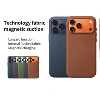 Coque de téléphone avec bouton de contrôle de caméra animé magnétique pour iPhone 17 Pro, coque en tissu technique TechWoven pour iPhone 17 Pro Max