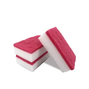 Topeco Best Quality Kitchen Cleaning Super Cleaning Kitchen Pad Magic Sponge With Pink Scouring Pad