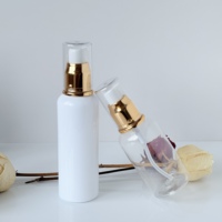 Bouteilles de shampooing et de lotion en plastique PET personnalisables avec pompe, contenants avec pompe pulvérisatrice pour sérum or/argent