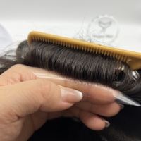 Rambut Palsu Pria Super Tipis 0.08mm, Densitas 90% 120% 130% 140%, Lurus, 100% Remy Indian Human Hair, Sistem Rambut PU Buatan Tangan
