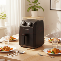 Friteuse à air électrique carrée classique multifonctionnelle mini 3L pour la maison avec thermostat réglable et revêtement antiadhésif PTFE – Offre Spéciale