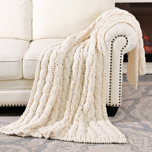 Chunky Knit Blanket Throw Soft <span class=keywords><strong>Jumbo</strong></span> Chenille Blanket Yarn Cozy Modern Style Soft Throws for Home Use Taille personnalisable - Product Image 4