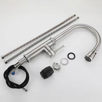 Robinet de cuisine extractible avec douchette, monocommande, nickelé, en acier inoxydable 304, avec cartouche céramique, monotrou, à poser sur comptoir