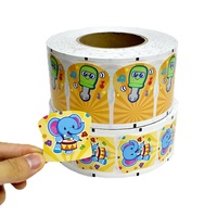 Autocollants personnalisés en rouleau, étiquettes mignonnes de dessins animés, autocollants adhésifs imperméables