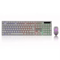 Nuevo Teclado Estándar con Cable para Oficina, Teclado con Cable para Computadora de Escritorio y Portátil, Combo de Teclado y Ratón, 104 Teclas Silenciosas, USB 2.0 para PC de Escritorio