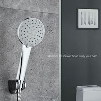 Ducha de Mano Económica de Plástico Cromado con Flujo Único, Fácil Instalación, Montaje en Pared para Baño