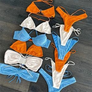 Traje de Baño OEM con Logotipo 3D Personalizado, Traje de Baño de Lujo, Bikini Triangular Mini de Primera Calidad, Conjunto de Traje de Baño para Mujer - Product Image 2