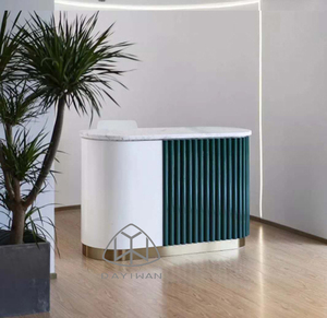 <span class=keywords><strong>Comptoir</strong></span> moderne en bois blanc avec laçage, bureau de réception en bois pour salon de beauté - Product Image 4