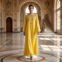 Abaya perlée de luxe avec strass, col montant, manches longues, robe modeste style Dubaï, coupe ample et oversize, Kaftan pour Ramadan et Aïd