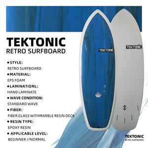 Planche de surf rétro personnalisée OEM |   Planche de surf standard pour débutant en fibre de verre et résine époxy marbrée, laminée à la main, en mousse EPS, 5'10'' - Product Image 1