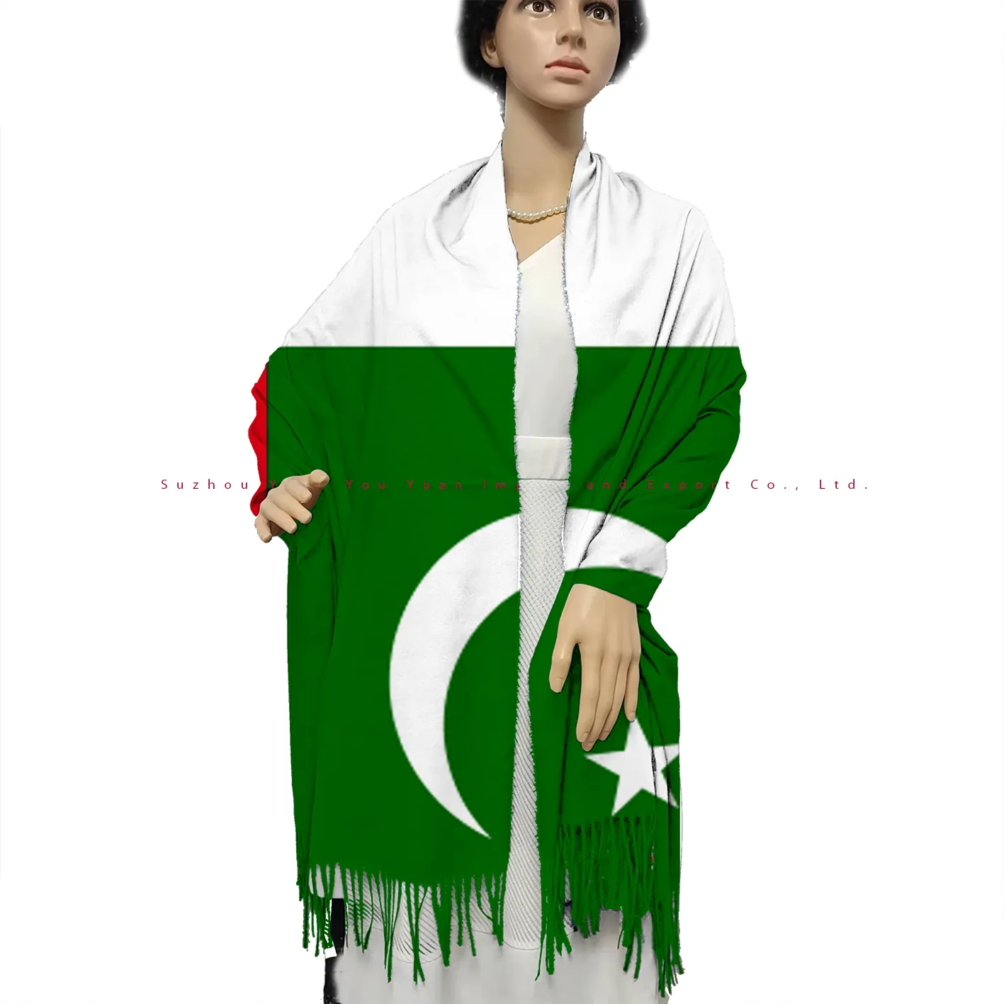 High Quality Imitated wool 180*70cm sublimation Single Printing PAKISTAN Country Flag Shawl