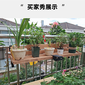 Balcony railing, flower rack, small bar counter, solid <b>wood</b>, small apartment, <b>foldable</b>, household hanging bar <b>table</b>, - Product Image 1