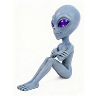 Vente flash Figurine en résine d'extraterrestre bleu mignon avec des yeux violets lumineux, Décoration de style dessin animé pour la maison, Cadeau de collection unique sur le thème de la science-fiction