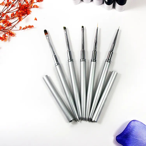 Silver Metal Handle 100% Pure Kolinsky Hair Acrylic Nail Brush Crimped Ferrule Design Wholesale Salon Powder <b>Builder</b> Brush - Product Image 3