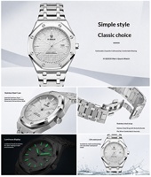 X-GEQCK Nouvelle montre automatique pour homme à trois yeux et six aiguilles, phase de lune, bracelet en acier inoxydable, montres de luxe pour la mode masculine