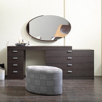 Table de toilette extensible pour chambre à coucher, design simple pour petits espaces, en chêne