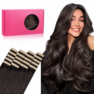 WENNALIFE <span class=keywords><strong>Extension</strong></span> <span class=keywords><strong>Capelli</strong></span> <span class=keywords><strong>Veri</strong></span> Umani Double Drawn con Nastro Adesivo 20pz 30cm 40g Castano Scuro Lisci Remy con Nastro Biadesivo - Product Image 1