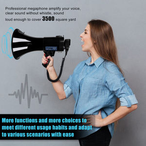50W उच्च शक्ति रिचार्जेबल के लिए ER-66S यूएसबी पोर्टेबल मेगाफोन को अंतर्निहित सीरेन एलईडी लाइट रिकॉर्डिंग के साथ लाउडस्पीकर - Product Image 4
