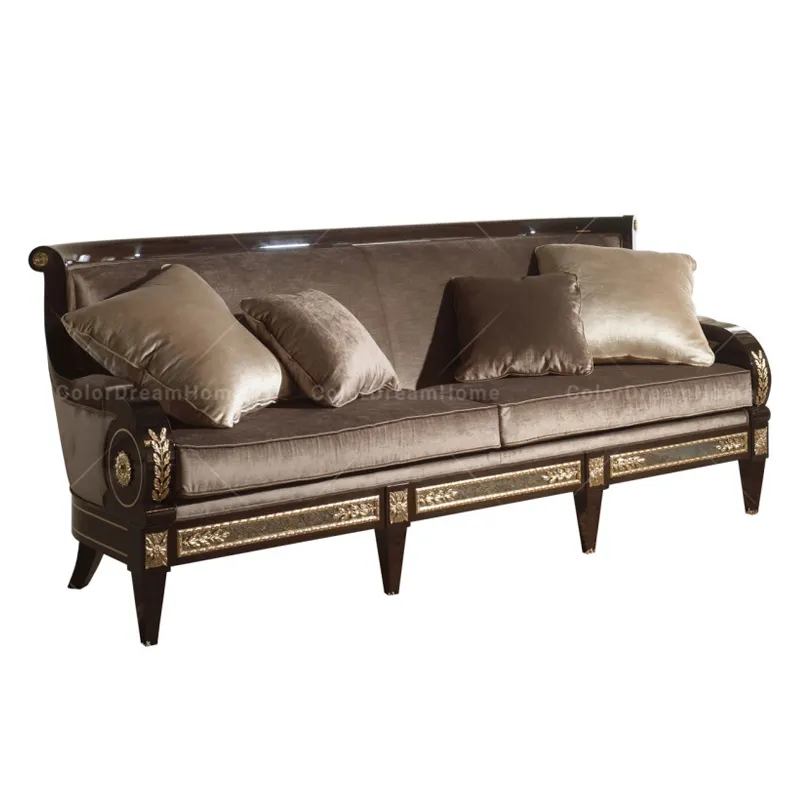 Mobili neoclassici soggiorno divano grigio set divano componibile intagliato in legno di lusso