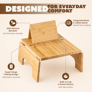 Foldable Bamboo <strong>Sofa</strong> Armrest Tray Couch Arm Tray <strong>Book</strong> <strong>Holder</strong> Anti Slip Couch Side Table Storage Organizer for Home Living Room - Product Image 2