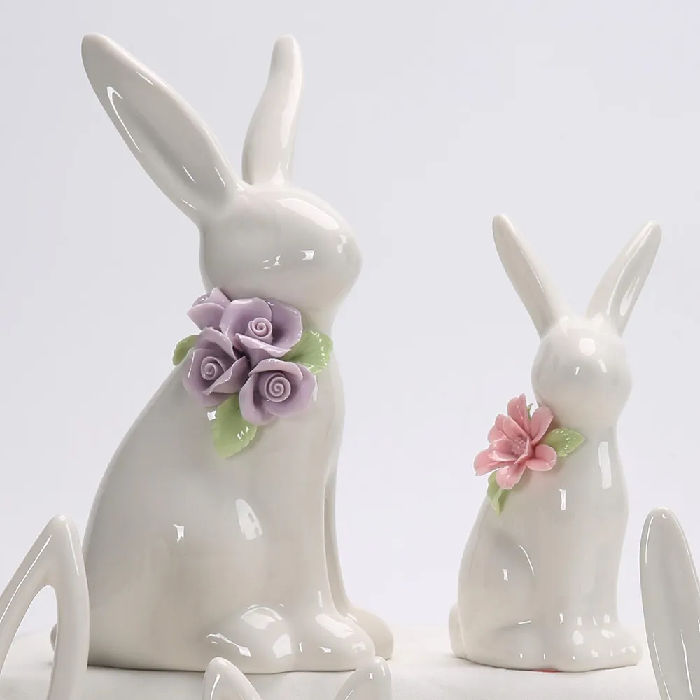 Pasqua primavera giardino festa da tavolo decorazione uova carote conigli ornamenti in ceramica