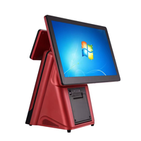 Aonpos Usine Prix OEM Pos Systèmes Pour Restaurants WIFI Intégré 128G SSD Windows 10 2*15 Pouces Pos Machine