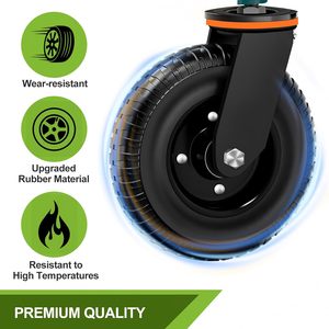 Roues de clôture 6 ou 8 pouces pour porte en tube métallique 1000-1400lb Capacité Rotation à 360 degrés à ressort - Product Image 4