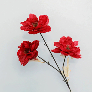 110cm Fábrica al por mayor Pequeñas flores artificiales Rojas Plantas de otoño Diseño de interiores decorativo Ramas - Product Image 4