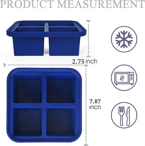 Bac de congélation en silicone avec couvercle, moule de contrôle de portion de 1 tasse, grand récipient de stockage alimentaire pour soupes, bouillons et sauces - Product Image 4