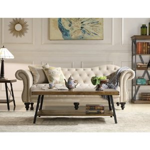 Tavolino <span class=keywords><strong>in</strong></span> <span class=keywords><strong>legno</strong></span> stile industriale con ripiano aperto e gambe <span class=keywords><strong>in</strong></span> metallo per salotto tavolo da tè uso - Product Image 4