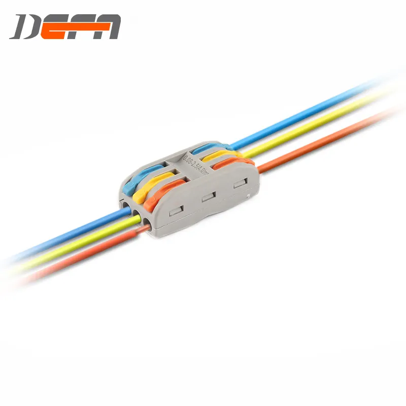 DEFA DF-2-3 다채로운 레버 핸들 3 도체 범용 소형 와이어 커넥터 푸시 터미널 블록