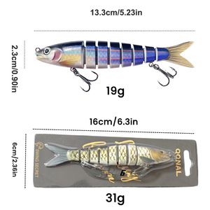 Ensemble de pêche transfrontalier 19g, composé de 8 leurres durs artificiels Mino Pencil multi-sections avec hameçons rigides, matériel de pêche Luya, fournitures de pêche très demandées - Product Image 6