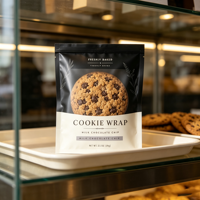 Sachets d'emballage personnalisés imprimés pour bonbons, biscuits et gâteaux individuels, avec fenêtre frontale et thermoscellage sur trois côtés
