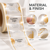 Étiquettes personnalisées en rouleau PET transparentes, effet or métallisé brillant, pour emballage de flacons cosmétiques