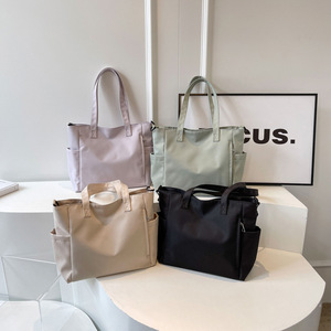 Women Canvas <b>Bags</b> Solid Color Tote Shopping <b>Bags</b> Casual Cloth Shoulder Cotton <b>Bag</b> With Zipper for Girls Ladies Shopper - Product Image 1