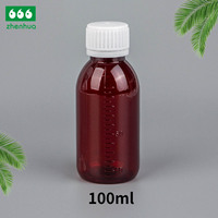 Flacon en plastique polyéthylène transparent ambré pour médicaments liquides, idéal pour l'emballage de sirop contre la toux
