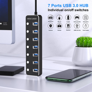 Hub USB 3.0 alimenté en aluminium Hub répartiteur USB à 7 ports avec interrupteurs marche/arrêt individuels et adaptateur secteur 5V3A <span class=keywords><strong>Extension</strong></span> USB - Product Image 3