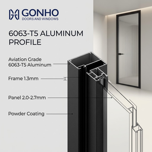 <span class=keywords><strong>Porta</strong></span> a <span class=keywords><strong>Battente</strong></span> in Lega di Alluminio con Inserto in Vetro e Finitura del Telaio Nera o Grigia per Ristrutturazioni Immobiliari e Installatori di Porte in Vetro - Product Image 4
