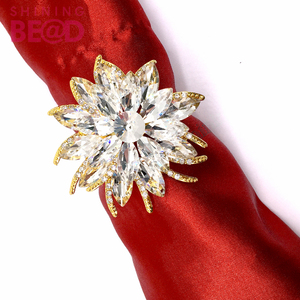 Portatovaglioli <span class=keywords><strong>fiore</strong></span> portatovaglioli in cristallo con strass in lega di spago per matrimonio compleanno cena di natale - Product Image 1