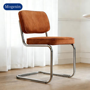 Chaises de salle à manger de luxe européennes modernes avec cadre en acier et revêtement en lin, design super confortable pour la maison, le bureau, l'école, l'entrée, l'hôtel - Product Image 4