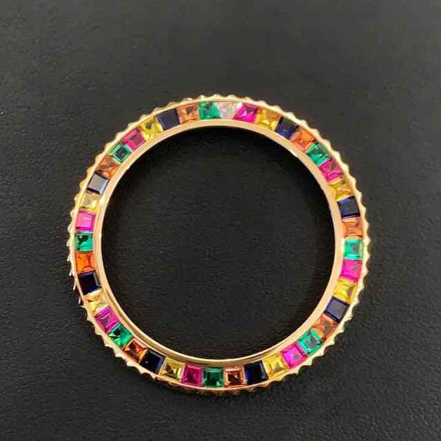 RLX Lab Grown Yellow Gold Luxury Watch Parts 40mm Baguette Diamond Bezel Waterproof Options Include Pepsi Red Blue Rainbow Stone