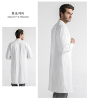 Uniformes d'hôpital unisexes écologiques personnalisés, imperméables, antistatiques, en tissu tissé blanc, blouse de laboratoire, blouse de médecin