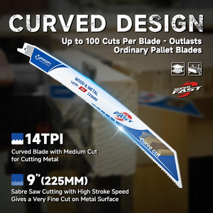 Lưỡi cưa reciprocating cắt pallet 9 inch 14TPI, lưỡi cưa <span class=keywords><strong>Sawzall</strong></span> kim loại kép siêu bền dùng cho gỗ và gỗ đóng đinh - Product Image 4