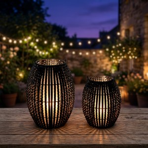 Lanterne suspendue en fer faite à la main, porte-bougie, design tressé noir, résistante à la chaleur, décoration d'intérieur, décoration Sonnet, Noël - Product Image 2
