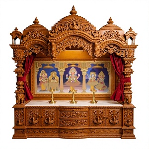 Traditional Large Size Customized Teak Wood Temples Luxury Hand Carved <b>Mandir</b> for Home Customized Temple Pooja <b>Mandir</b> - Product Image 6
