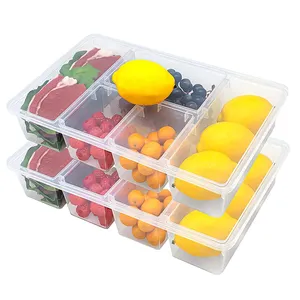 5 Compartment Plastic Box Food Storage Containers Divided Veggie Tray with Lid for Fridge Clear Refrigerator Organizer Bins