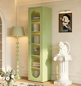 <span class=keywords><strong>Meuble</strong></span> de rangement moderne et minimaliste en métal blanc pour chambre à coucher, avec portes vitrées à fermeture douce et 6 étagères, idéal pour le salon - Product Image 3