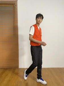 Chaleco de lona reversible informal de otoño con cremallera para hombre, chaleco multibolsillos de pesca de poliéster 100% para exteriores - Product Image 6