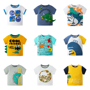 2026 Children's Short Sleeved New Cartoon <strong>Dinosaur</strong> Color Blocked Boys' T-shirt Summer Baby <strong>Top</strong> Cotton Wholesale - Product Image 3